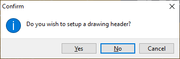 HydroSym “Do you with to setup a drawing header?” dialog